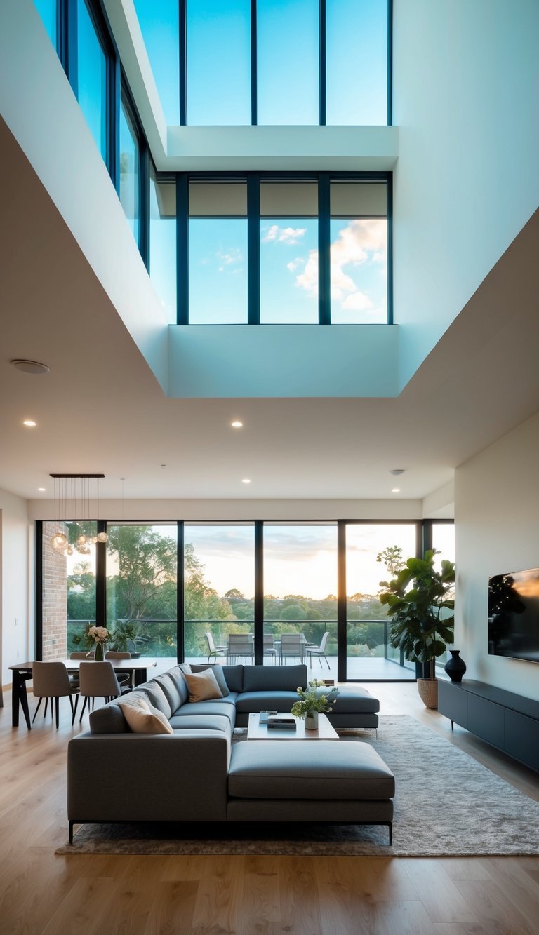 10 Dynamic Open-Concept Living Room Ideas for Spacious Flow Spacious living room with expansive floor-to-ceiling windows bringing in natural light.