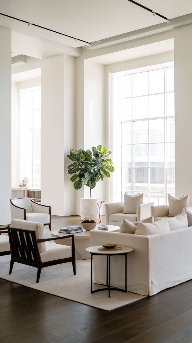 31 Sleek Minimalist Living Room Ideas for Modern Simplicity: Embrace Elegance and Functionality A modern minimalist living room with carefully selected essential decor pieces.