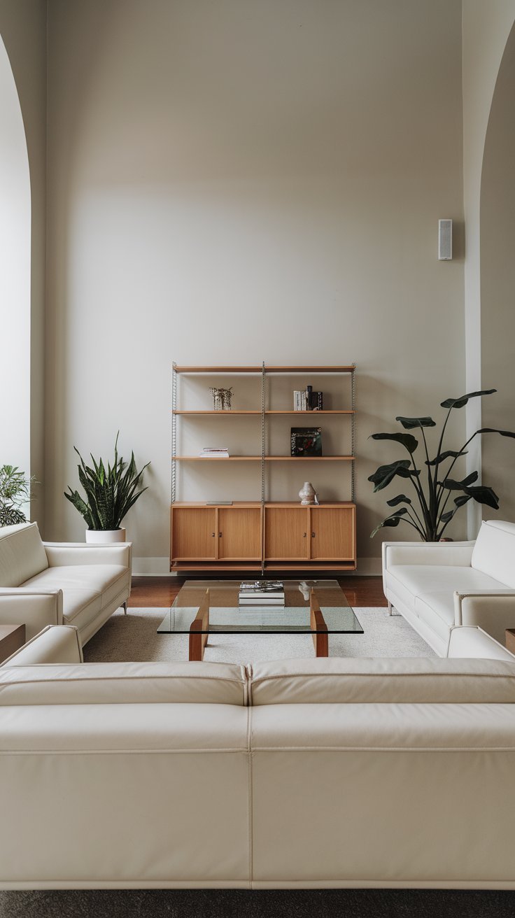 31 Sleek Minimalist Living Room Ideas for Modern Simplicity: Embrace Elegance and Functionality A simple yet stylish minimalist living room with geometric furniture shapes.
