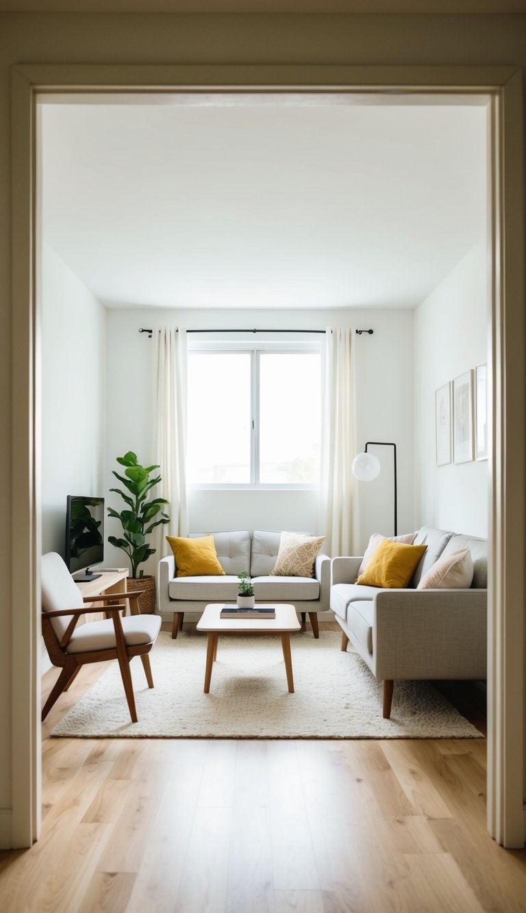 15 Small Living Room Ideas to Maximize Your Space Small living room with all furniture pieces featuring visible legs, creating an airy feel by showing more floor space throughout the room.